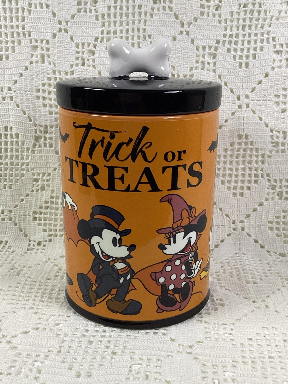 Disney Orange & Black Mickey and Minnie Halloween Treat Jar